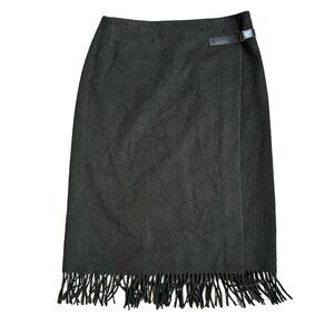 Jenne Maag Wool‎ Wrap Skirt Womens M Fringe Vintage Southwestern 90s Boho Cowboy